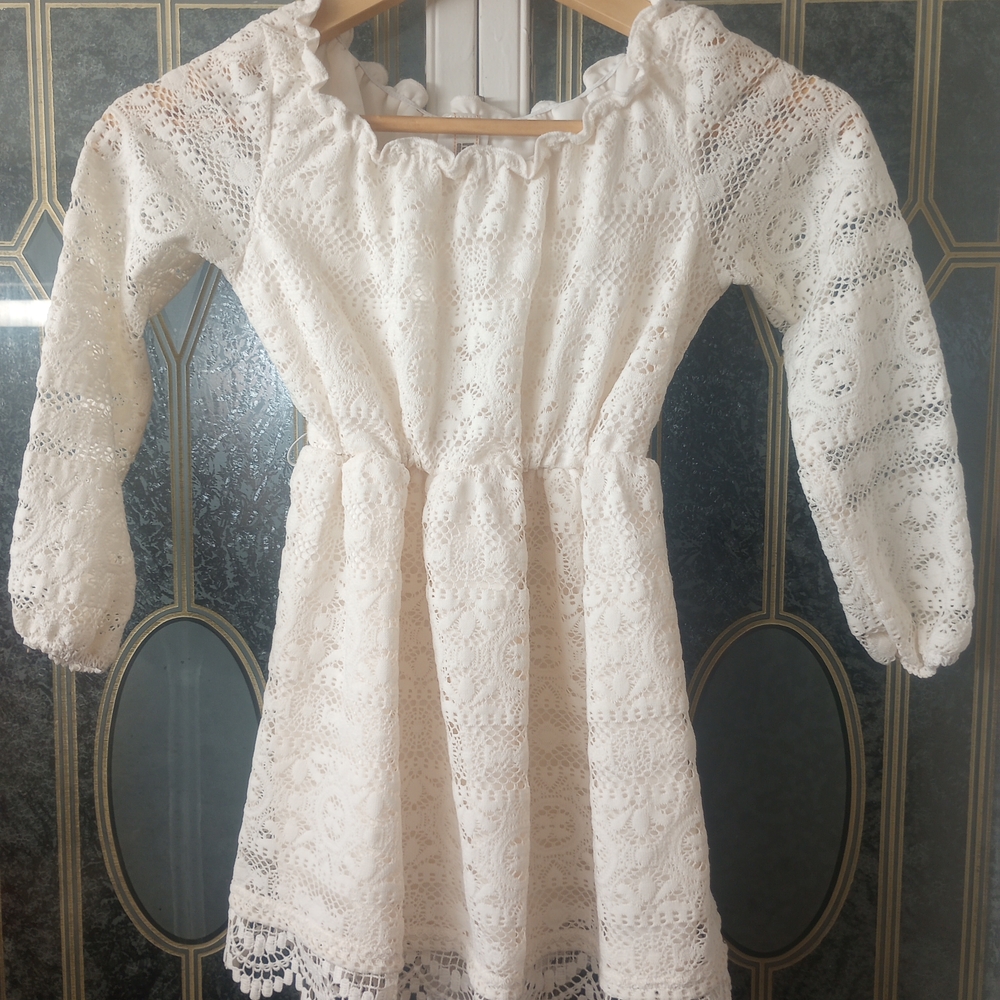 Route 66 White Lace Formal Kids Dress